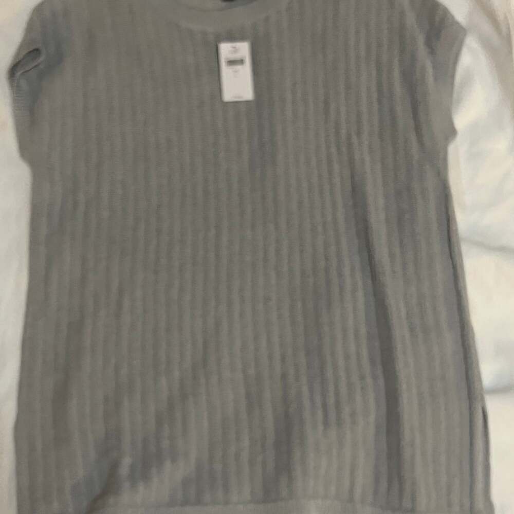 NWT J.Jill Wearever Collection Gray Ribbed Knit Short Sleeve Sweater Tunic